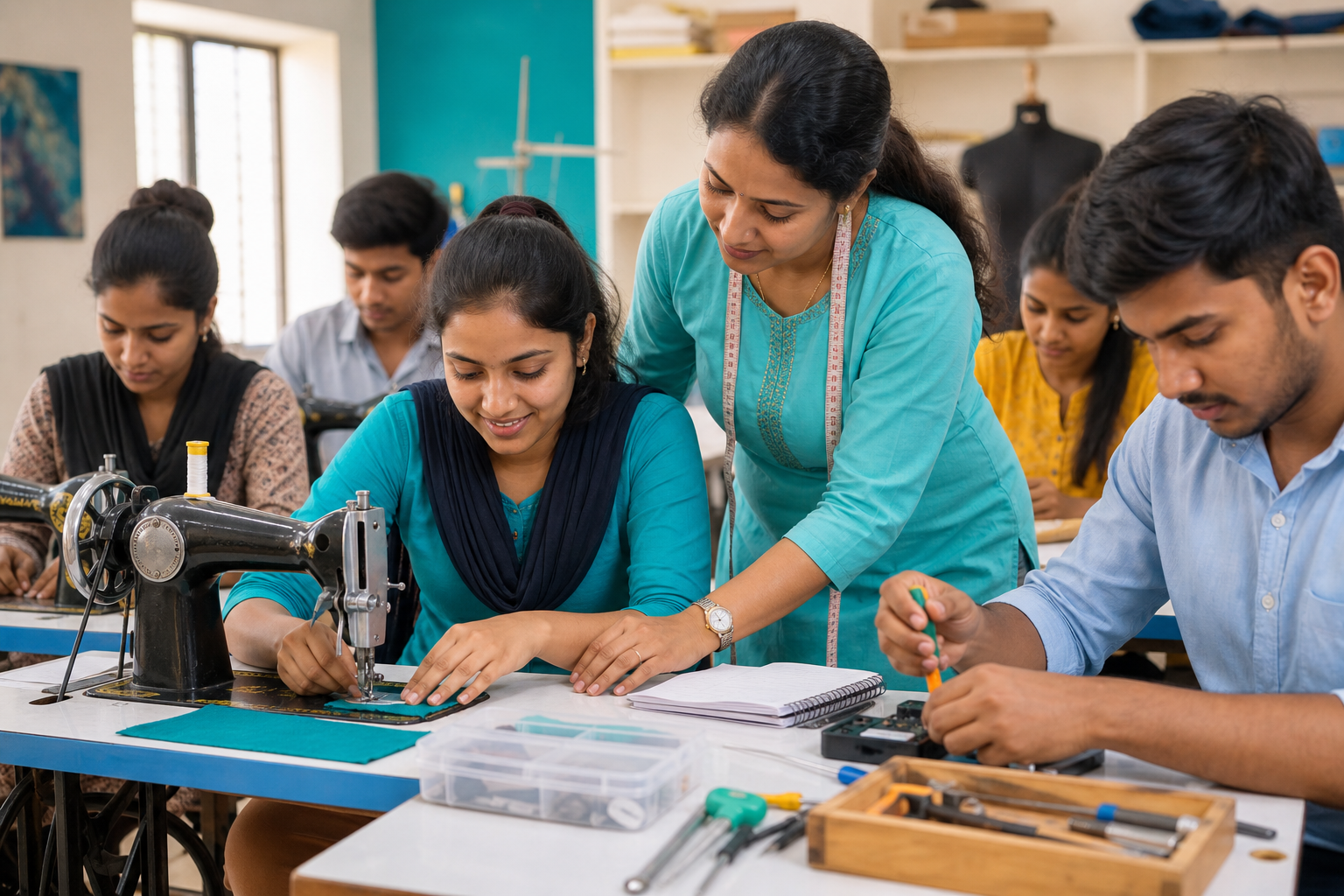Skill development training with sewing and practical tools