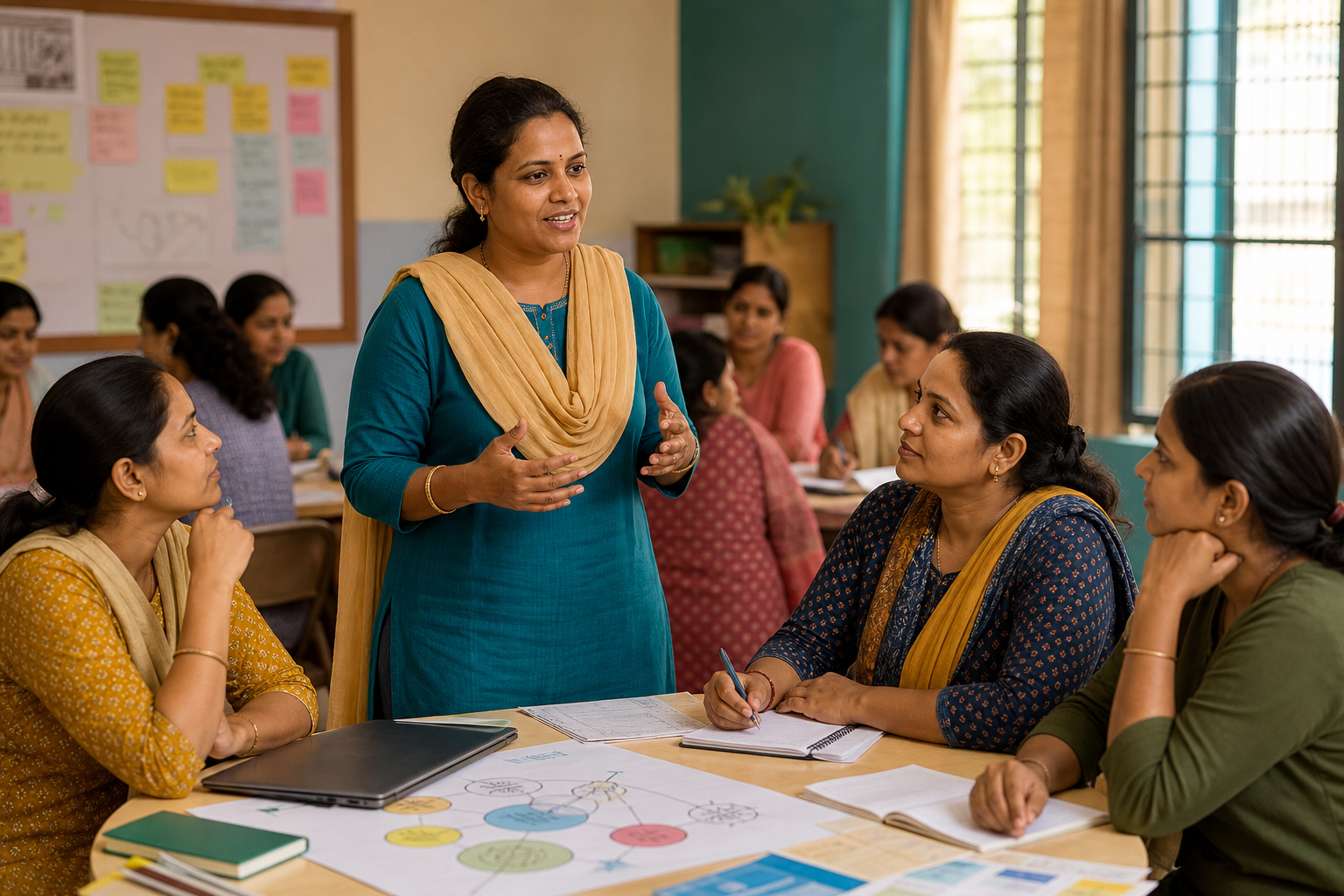 Women participating in a leadership and livelihood discussion